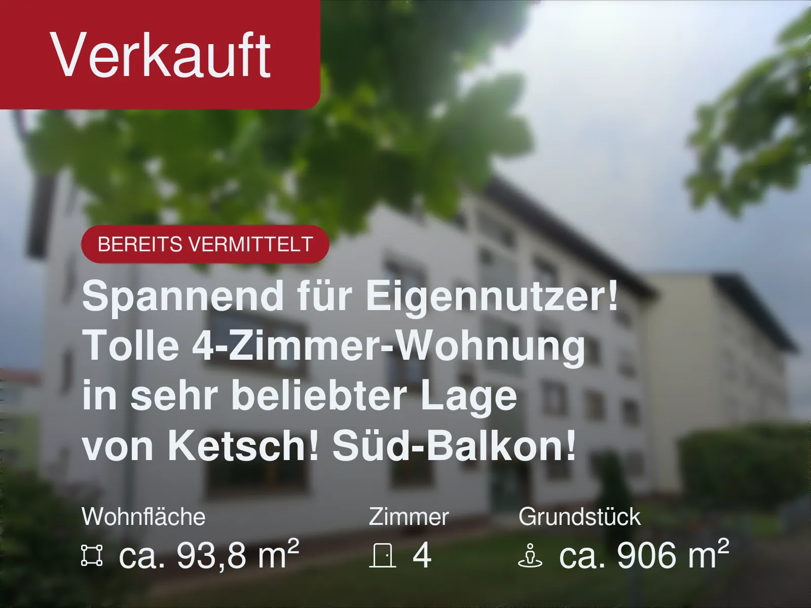 Nicht mehr verfügbar: Spannend für Eigennutzer! Tolle 4-Zimmer-Wohnung in sehr beliebter Lage von Ketsch! Süd-Balkon!