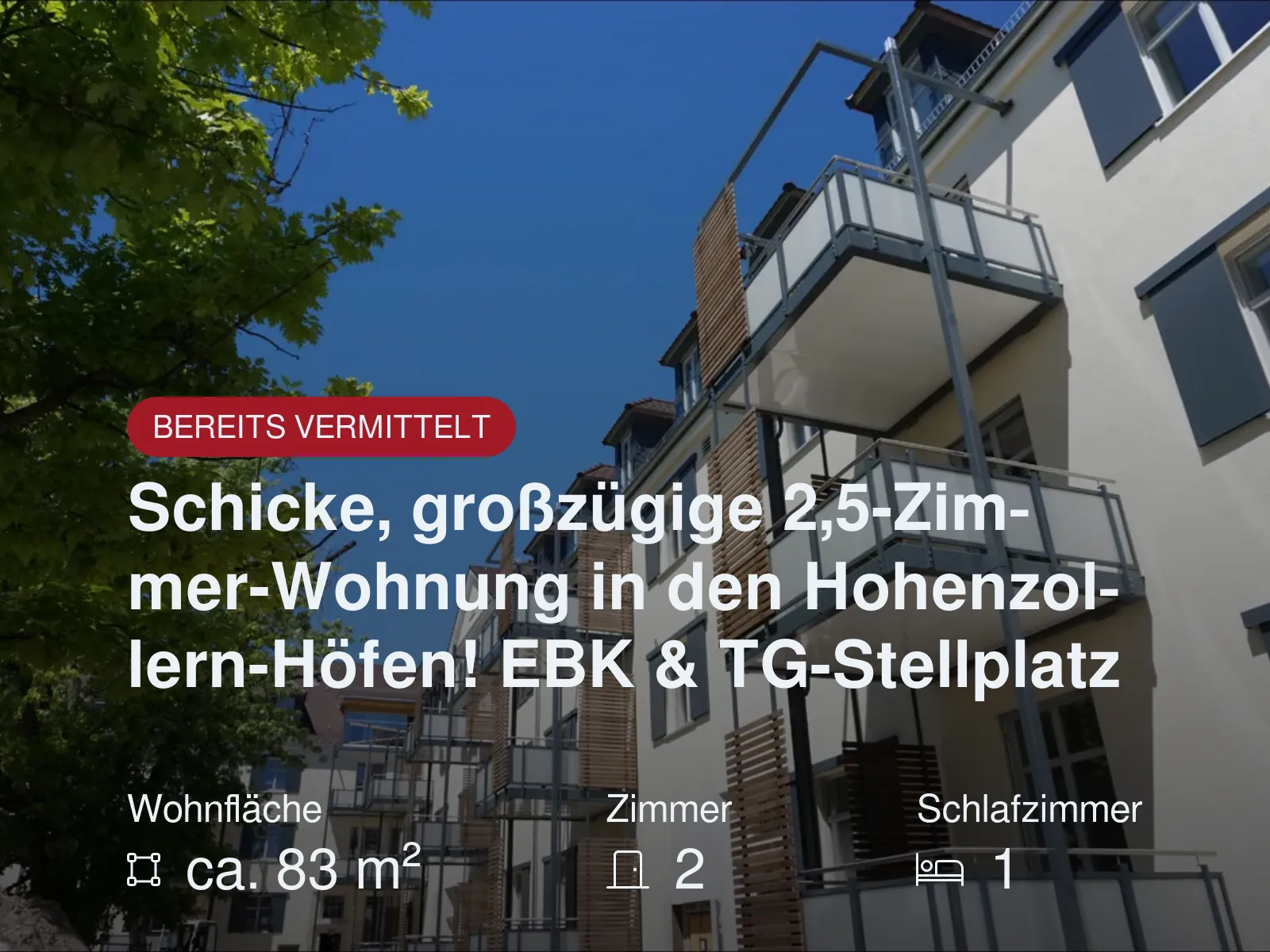 Nicht mehr verfügbar: Schicke, großzügige 2,5-Zimmer-Wohnung in den Hohenzollern-Höfen! EBK & TG-Stellplatz