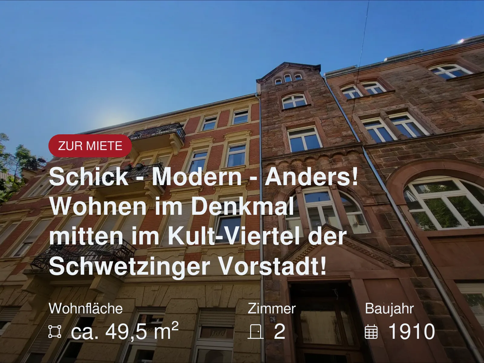 Schick – Modern – Anders! Wohnen im Denkmal mitten im Kult-Viertel der Schwetzinger Vorstadt!
