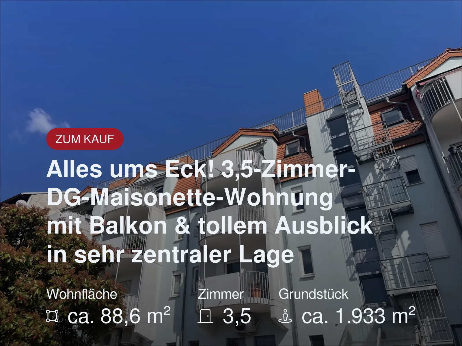 Alles ums Eck! 3,5-Zimmer-DG-Maisonette-Wohnung mit Balkon & tollem Ausblick in sehr zentraler Lage