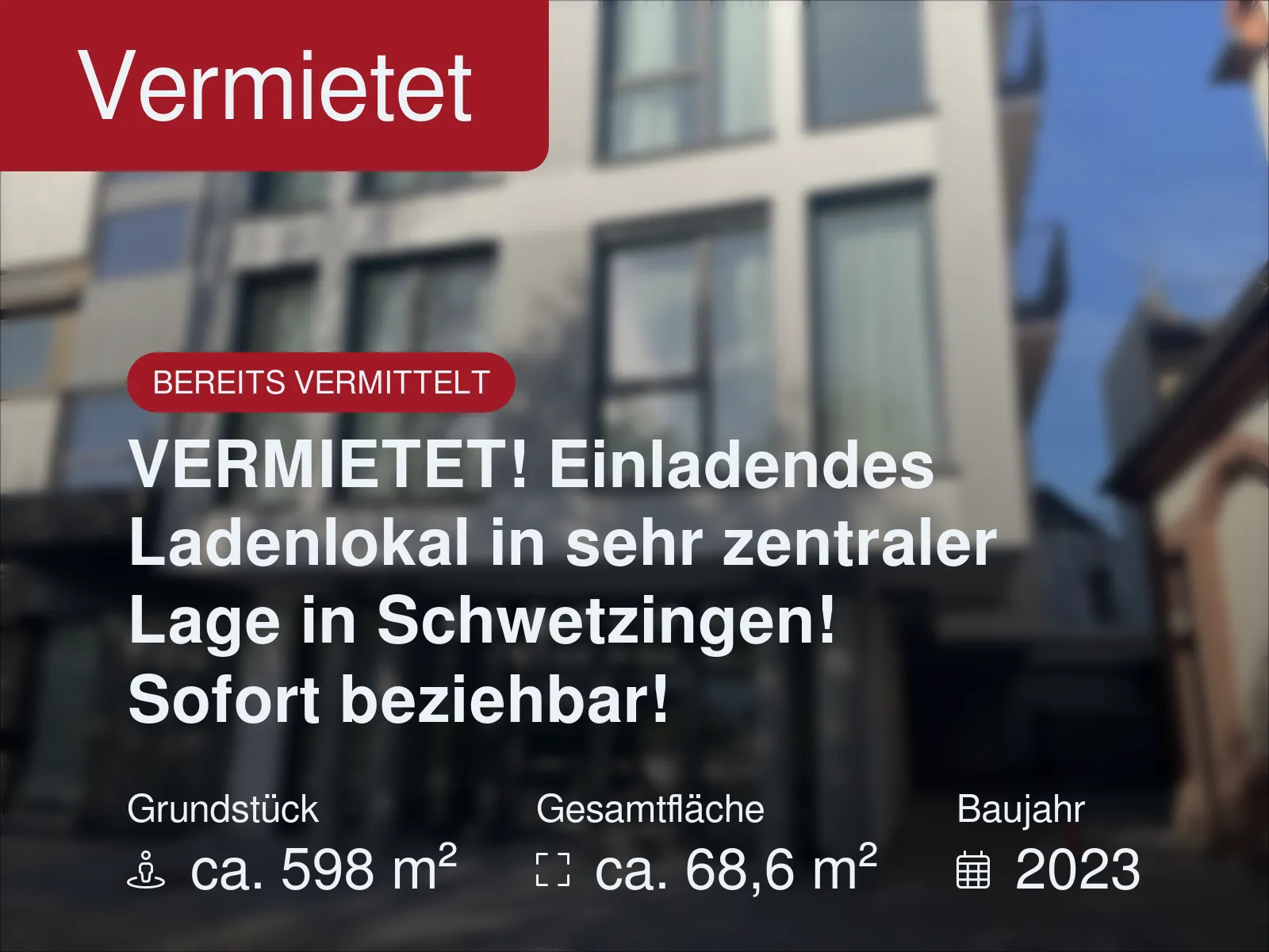 Nicht mehr verfügbar: VERMIETET! Einladendes Ladenlokal in sehr zentraler Lage in Schwetzingen! Sofort beziehbar!