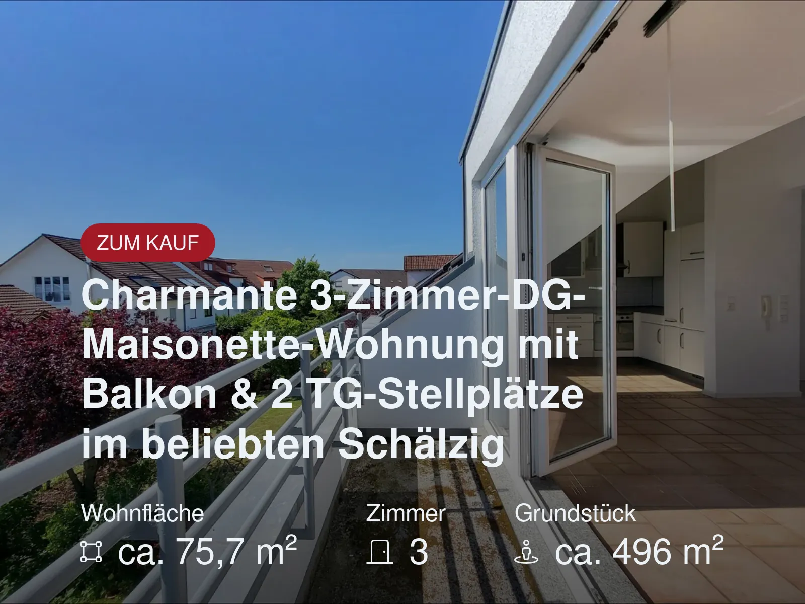 Charmante 3-Zimmer-DG-Maisonette-Wohnung mit Balkon & 2 TG-Stellplätze im beliebten Schälzig
