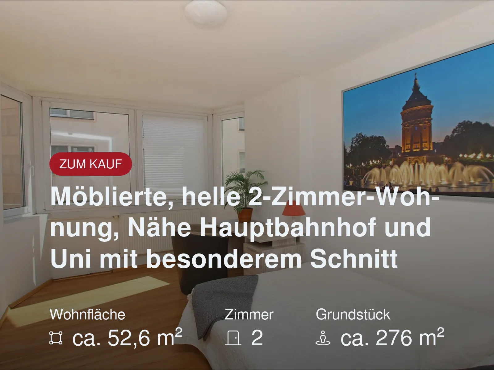 Möblierte, helle 2-Zimmer-Wohnung, Nähe Hauptbahnhof  und Uni mit besonderem Schnitt