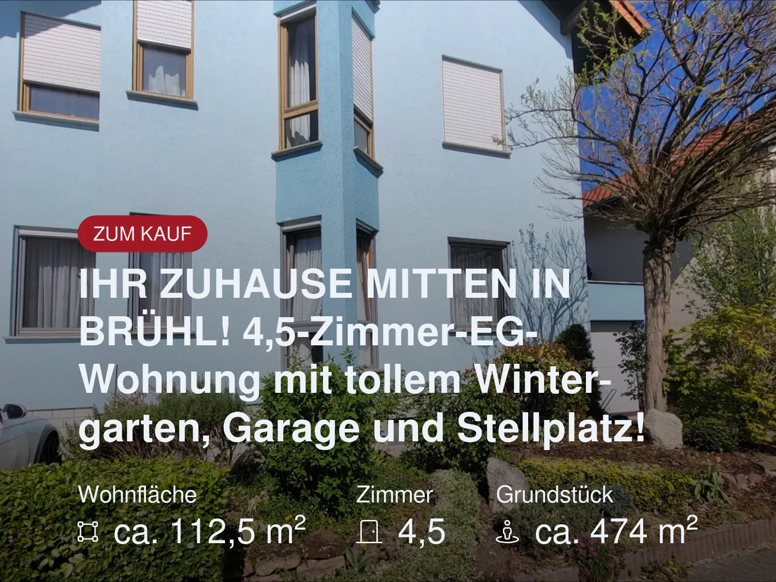 IHR ZUHAUSE MITTEN IN BRÜHL!  4,5-Zimmer-EG-Wohnung mit tollem Wintergarten, Garage und Stellplatz!
